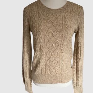 Abercrombie & Fitch Crew Neck Cream Cable Knit Cotton Blend Sweater-Sz-XS/S